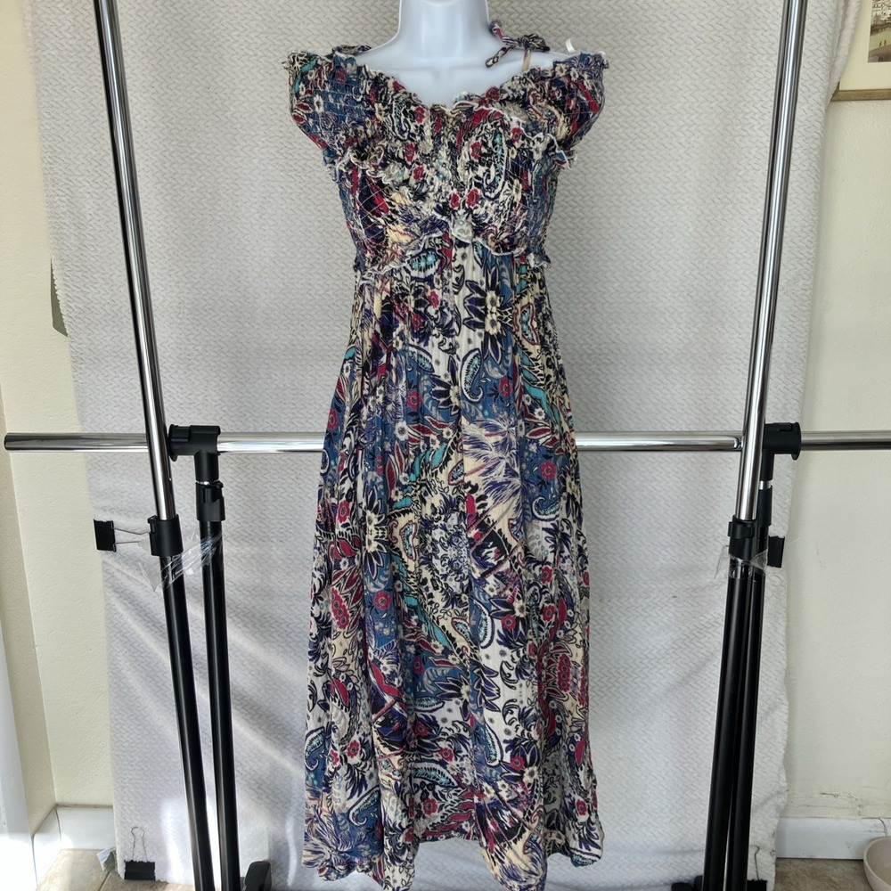 Anthropologie  Floral Maxi Dress Small Off the Shoulder Ruffle Boho‎ Wedding